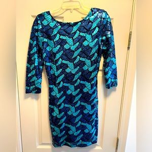 SWIFTIES Multi blues sequin dress size M